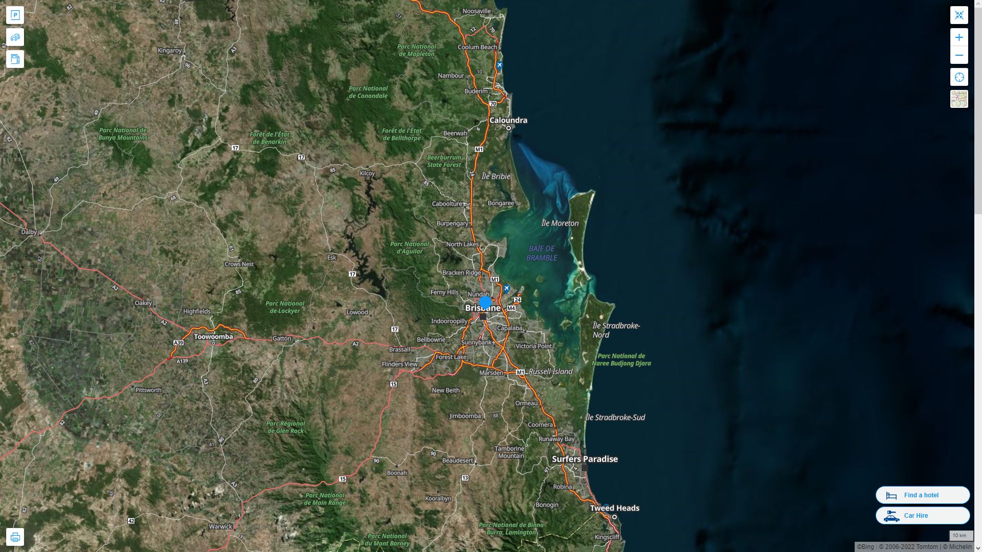 Brisbane Highway and Road Map with Satellite View